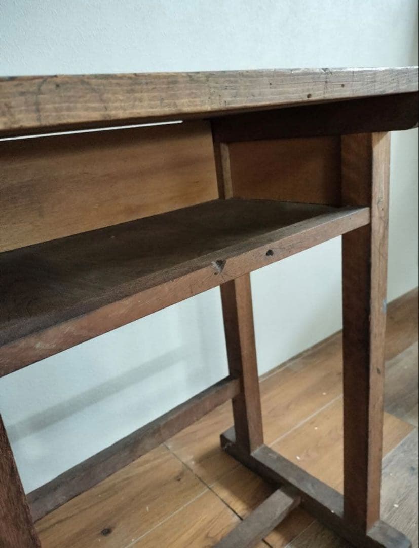 アンティーク 机 学習机 古道具/昭和レトロ/小学校机