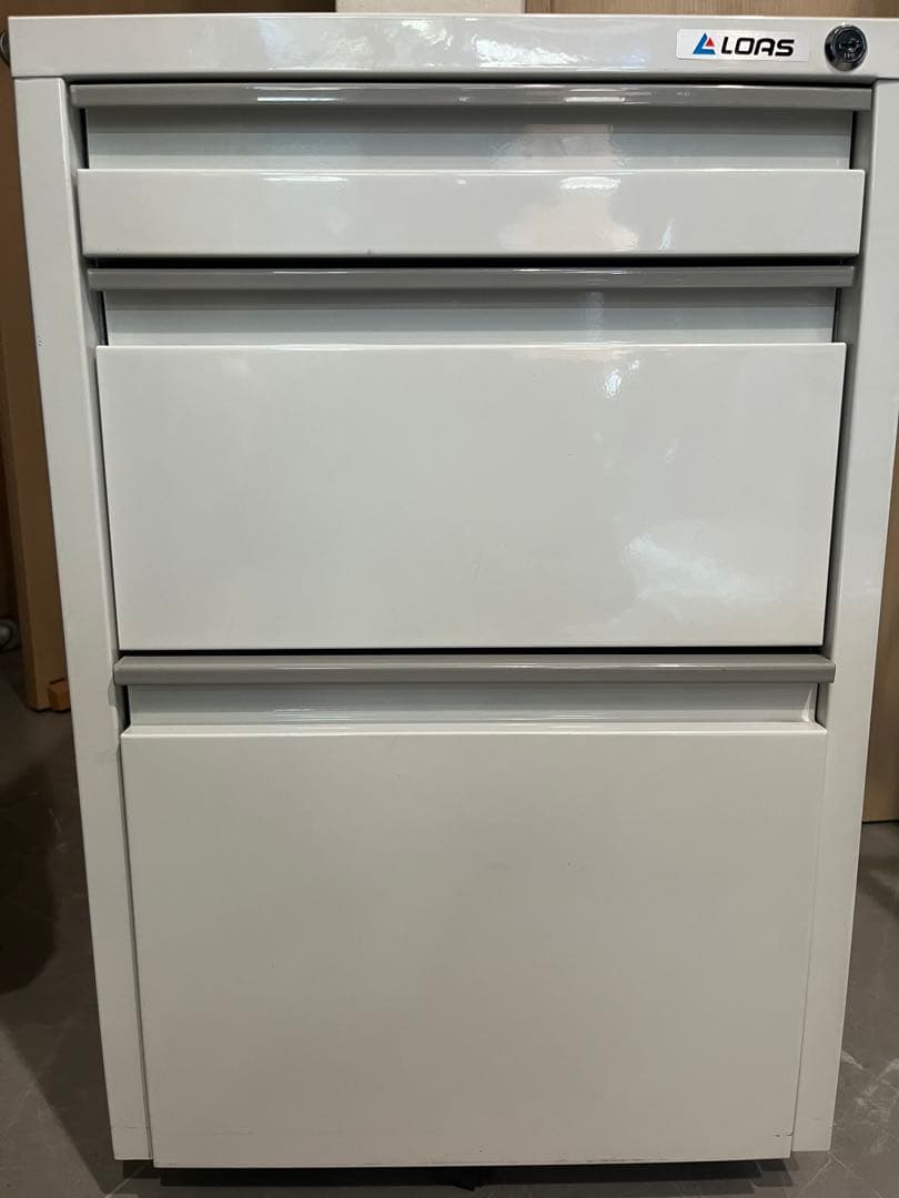 LORS キャビネット ホワイト 3引き出し 収納家具 スチール製 システム収納L6 収納庫 ラテラル 3段 幅90 奥行45