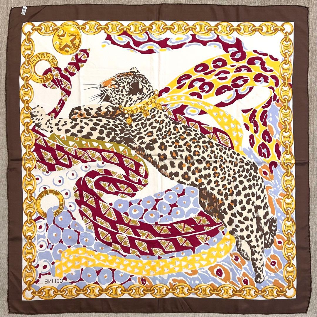 Yoon　正規店購入品 セリーヌ レオパード シルクスカーフ ヴィンテージ