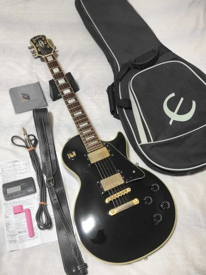 epiphone les paul custom エピフォン レスポール 黒 Epiphone Les Paul Custom Ebony エレキギター初心者14点セット