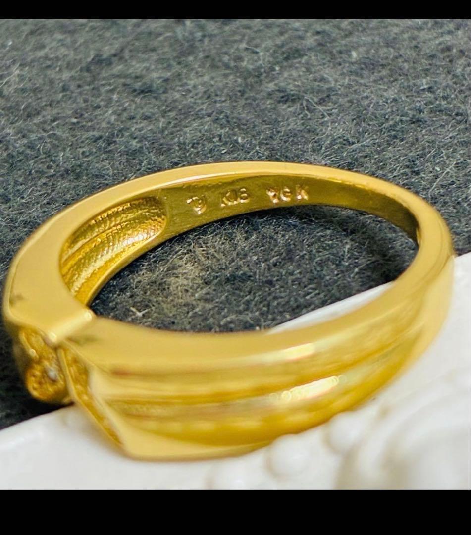 デザインリング 素材不明 刻印:k18 ygk