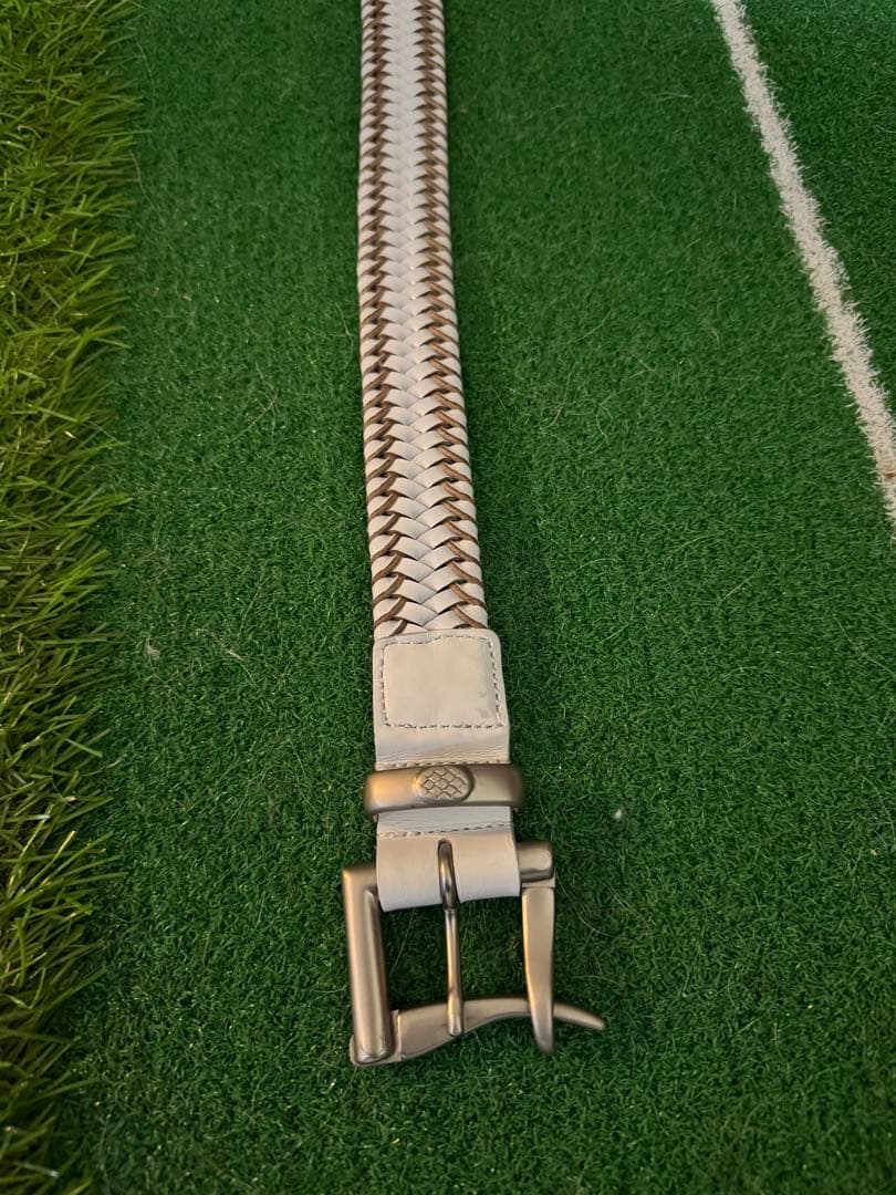 ブリーフィング ホワイト編み込み ベルト Mファイヤーマンバックル