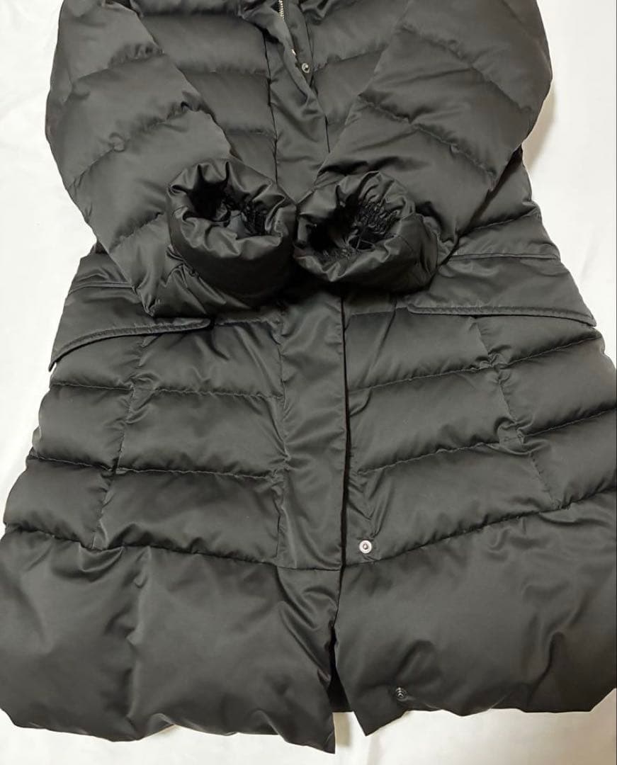 自由区】ロングダウンコート ショールカラー 黒 女優襟 軽量 洗える 40