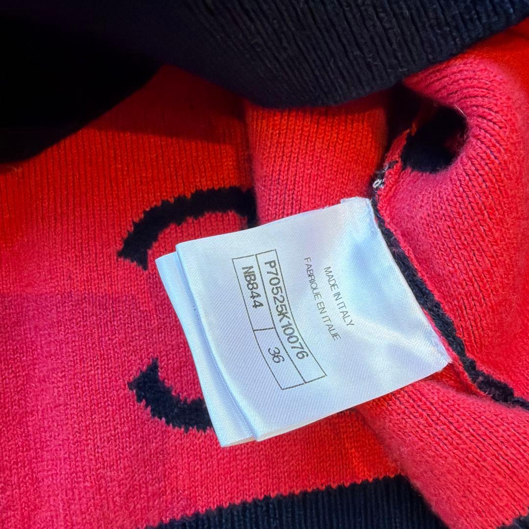 CHANEL ロゴセーター ネイビー/レッド 36 - メルカリ