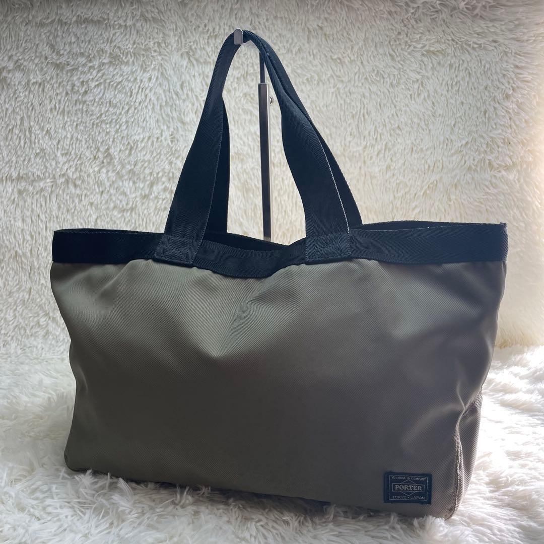 【レア】PORTER ポーター ラウンド トートバッグ カーキ A4収納可 FRANK（PORTER） ポーター フランク トートバッグ 198-01341 吉田