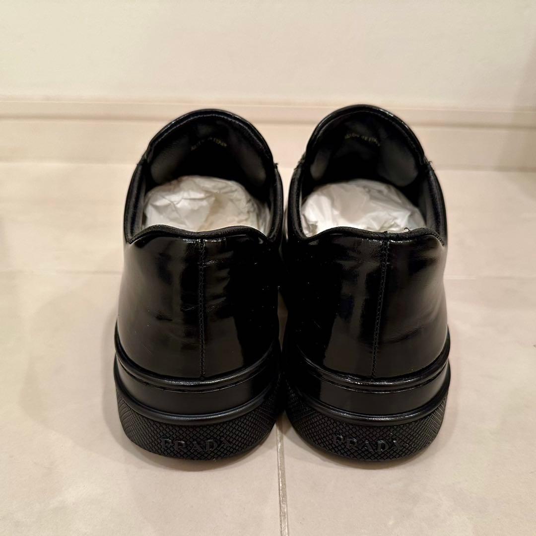 イタリア製】PRADA｜エナメル 厚底スニーカー ブラック EU34 1/2