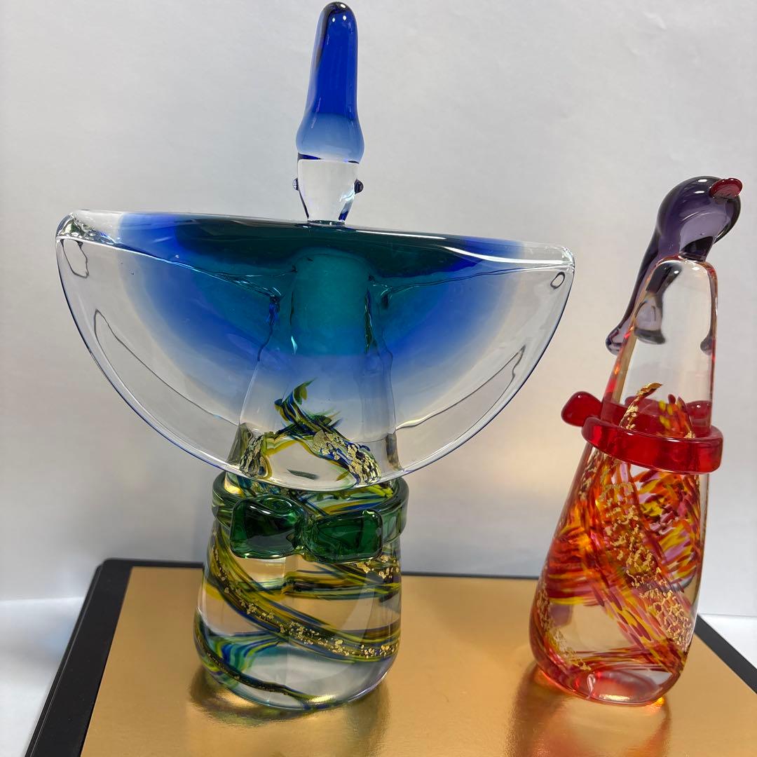 色彩豊かなガラス彫刻2点セット - メルカリ