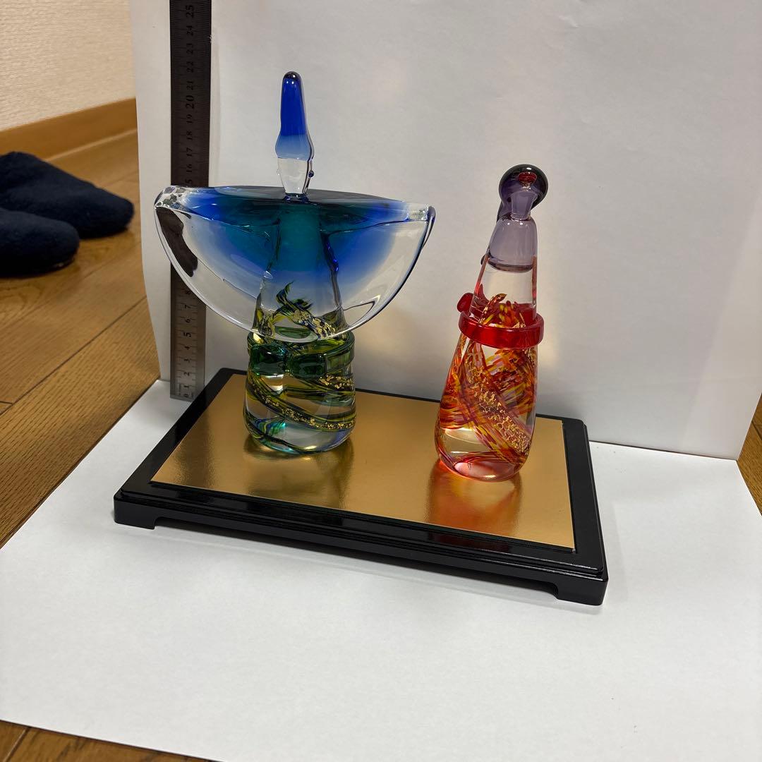 色彩豊かなガラス彫刻2点セット - メルカリ