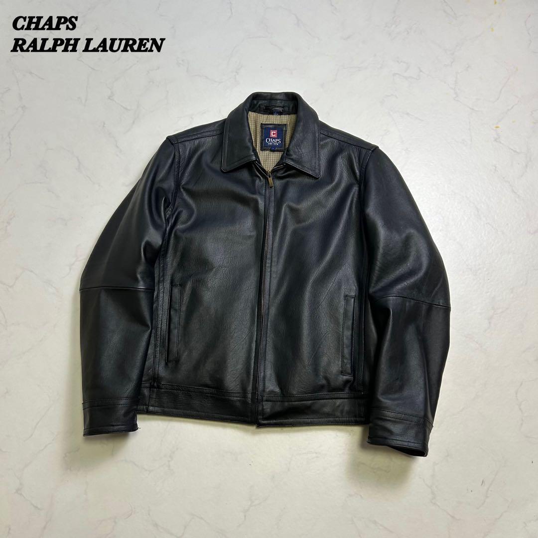 CHAPS ラルフローレン レザージャケット 黒 L 襟付き 大きめ - メルカリ