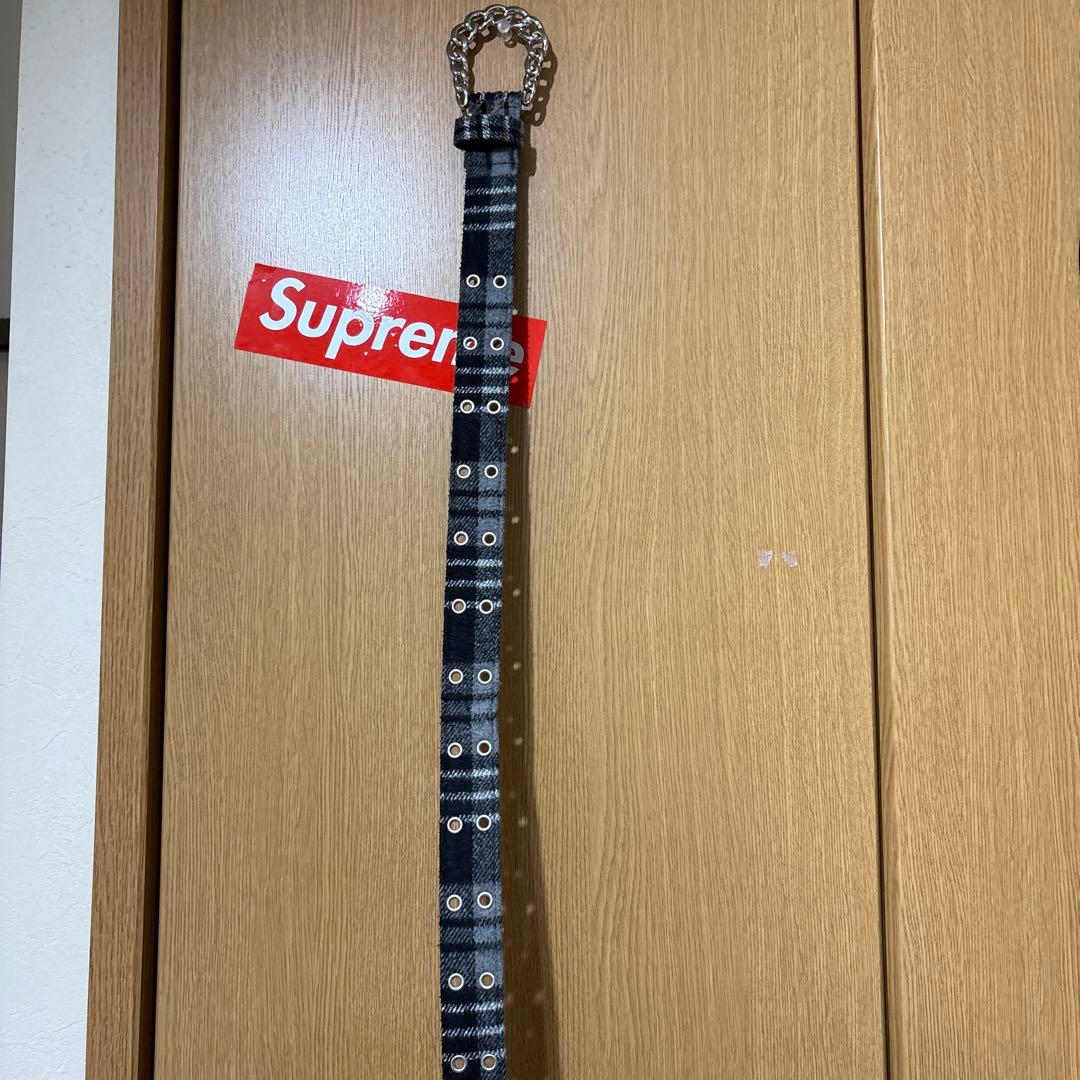 AFB ベルト 円堂守着用 完売品】afb ベルト belt チェック柄 黒 グレー Lサイズ 円堂守着用