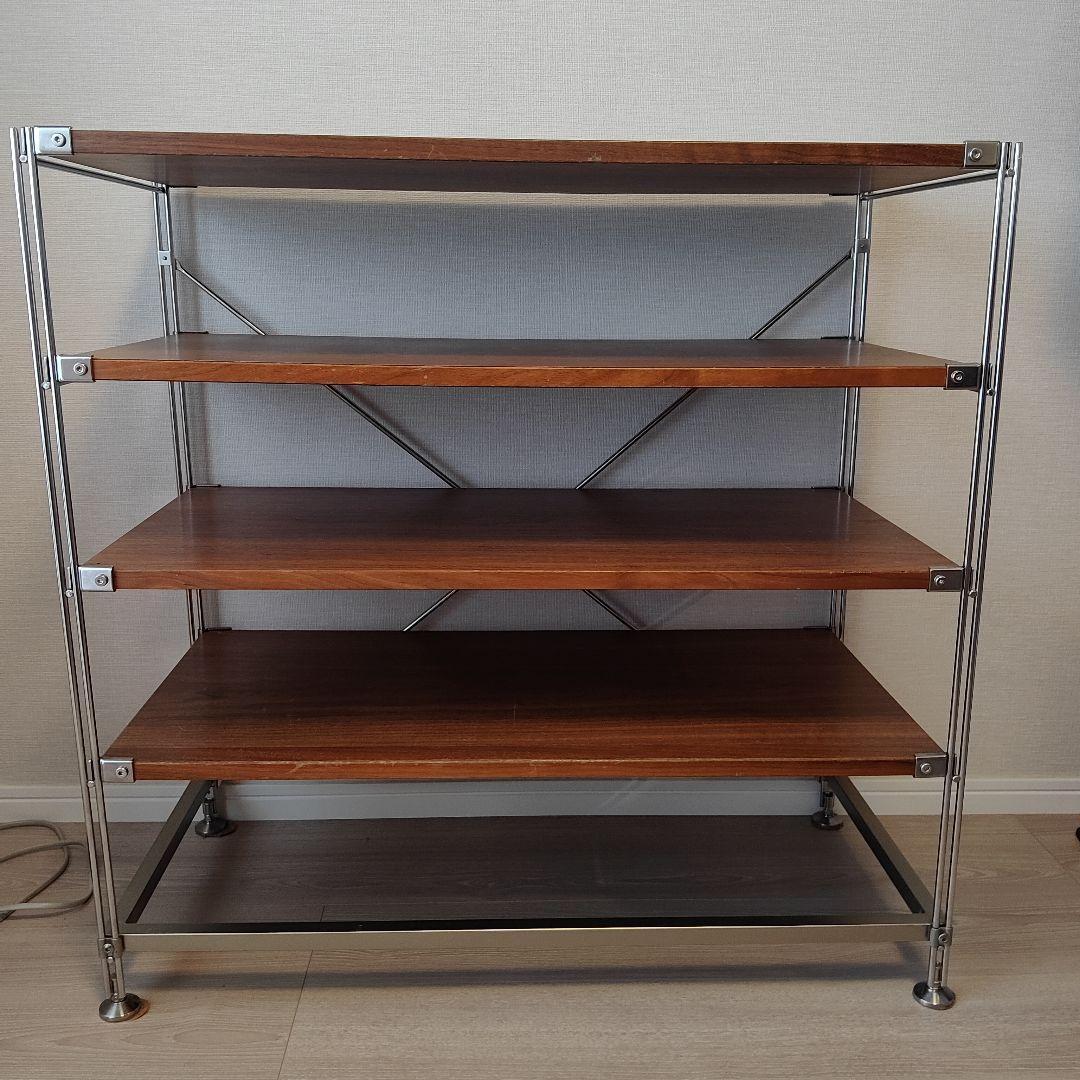 ユニットシェルフ　ウォールナッド ステンレスユニットシェルフ ウォールナット材棚セット ワイド 小