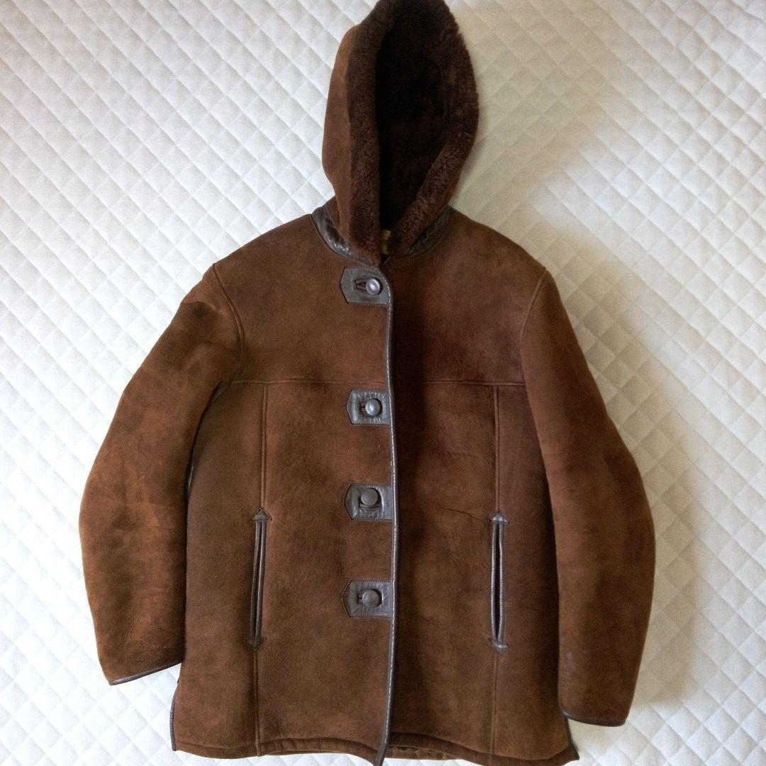 レザーコート 美品 フード付革コート sankyo shokai（三京商会） レザーコート レディース フード付 ラム