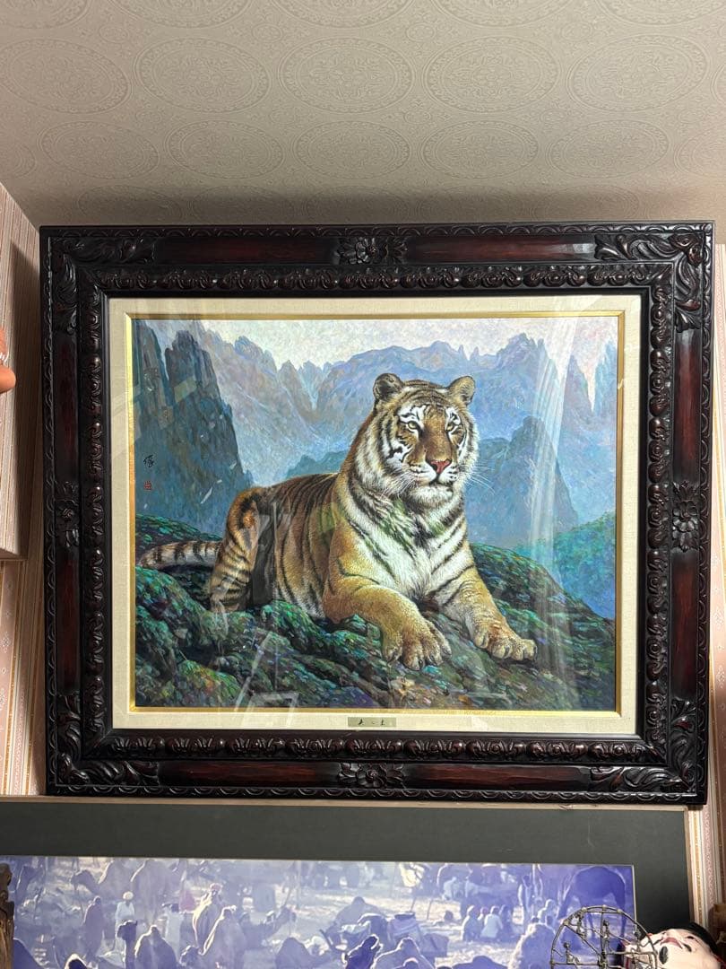 美品 佐々木英夫「持国天 立像 戎壇堂」油彩 大作 1988年作 銀箔仕様 仏像