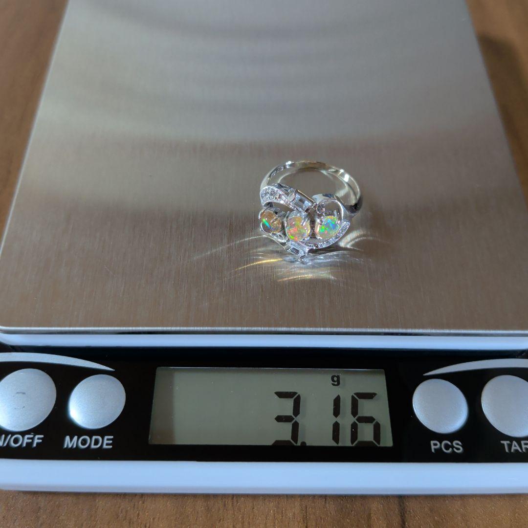 リング　K14　585　WG　天然ウォーターオパール　ガラス　3.16g　ソ付