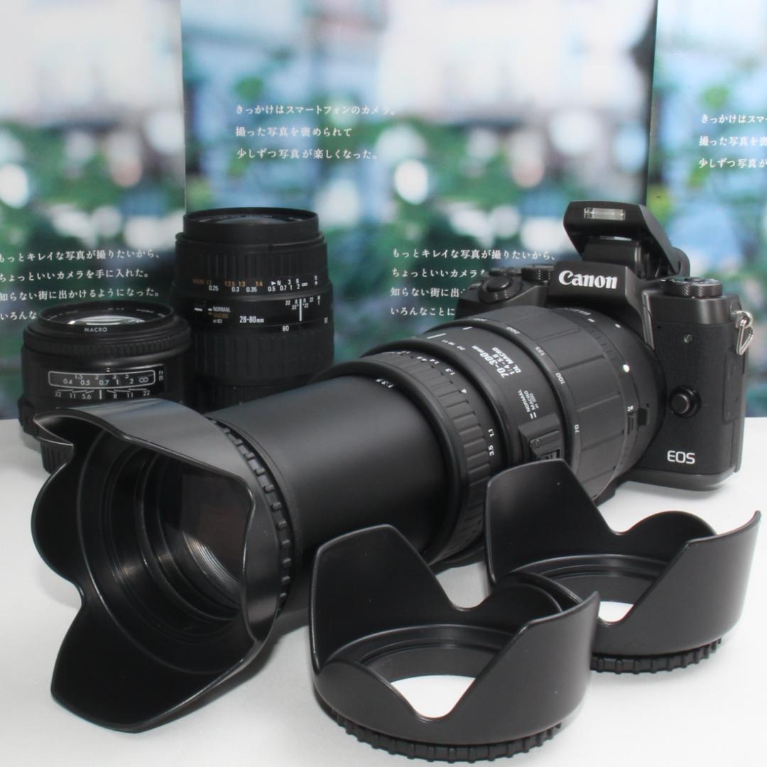 ❤️予備バッテリー&カメラバック付き❤️キヤノン EOS M5 トリプルレンズ