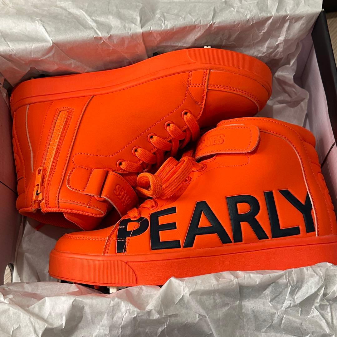 【超美品】パーリーゲイツ ゴルフシューズ ハイカット オレンジ 22.5cm