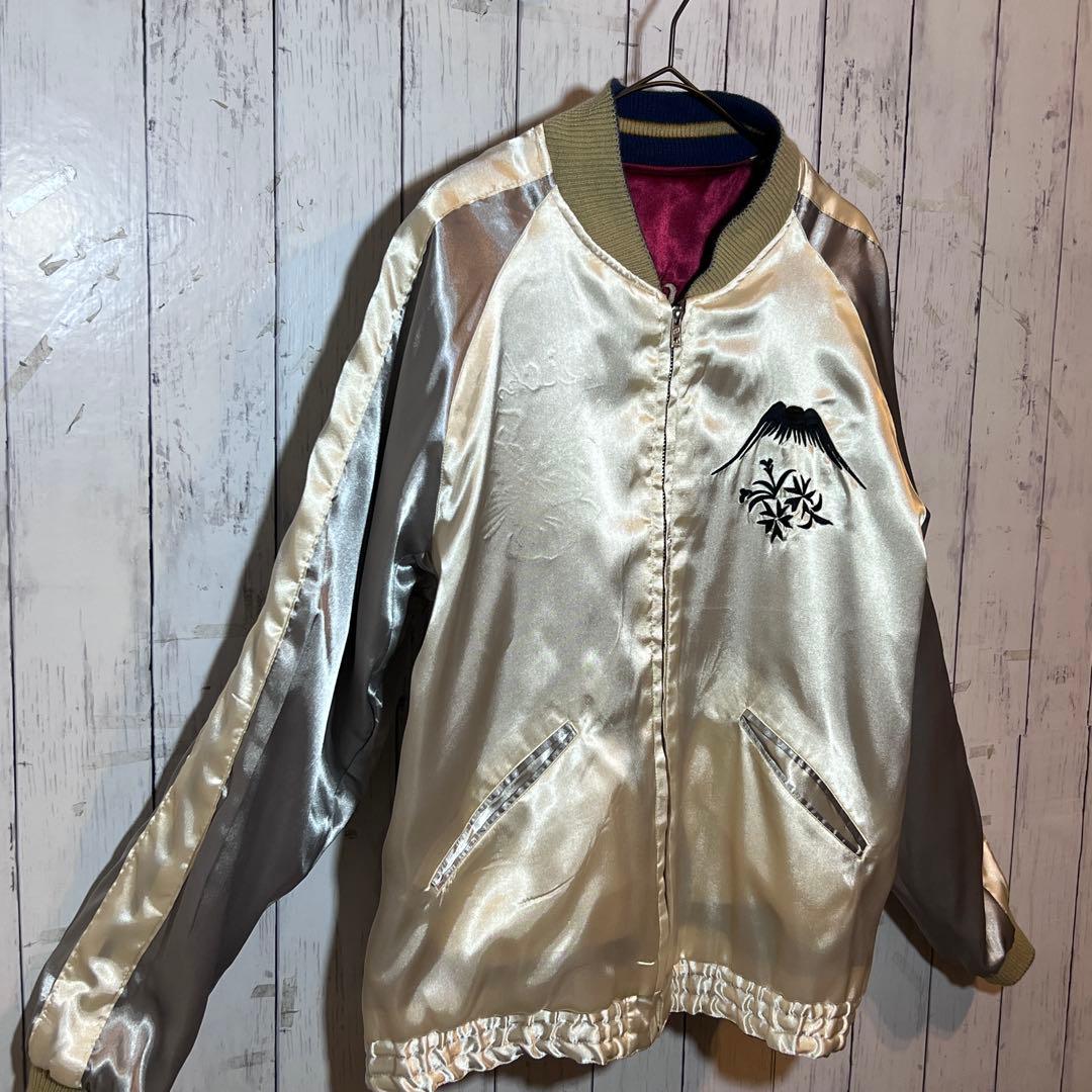 極美品】 テーラー東洋リバーシブル ボルドー L サテン スカジャン 鷲