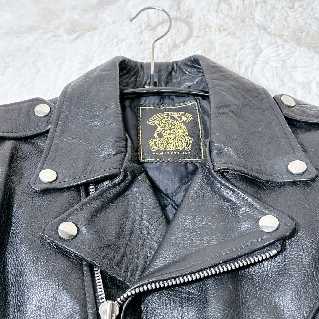 希少 666 初期 死神タグ レザー ダブル ライダースジャケット 黒 M 36