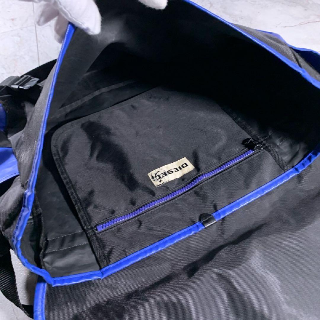 00s DIESEL archive ナイロン メッセンジャーバッグ 黒 青 - メルカリ