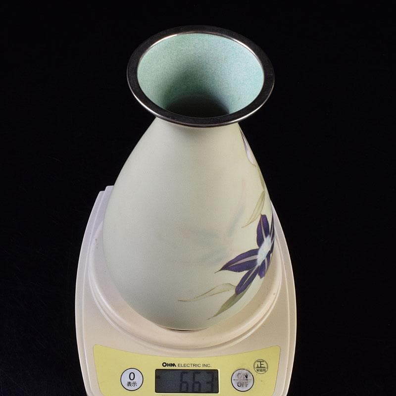 七宝焼 服部喜久作 花文 花瓶 唐木台付 共箱 V R9527 - メルカリ