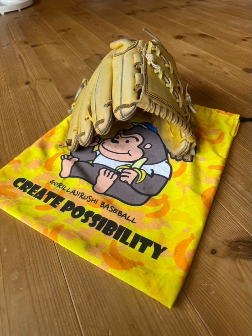 GORILLAJIRUSHI 硬式グローブ イエロー ゴリラ印 左利き