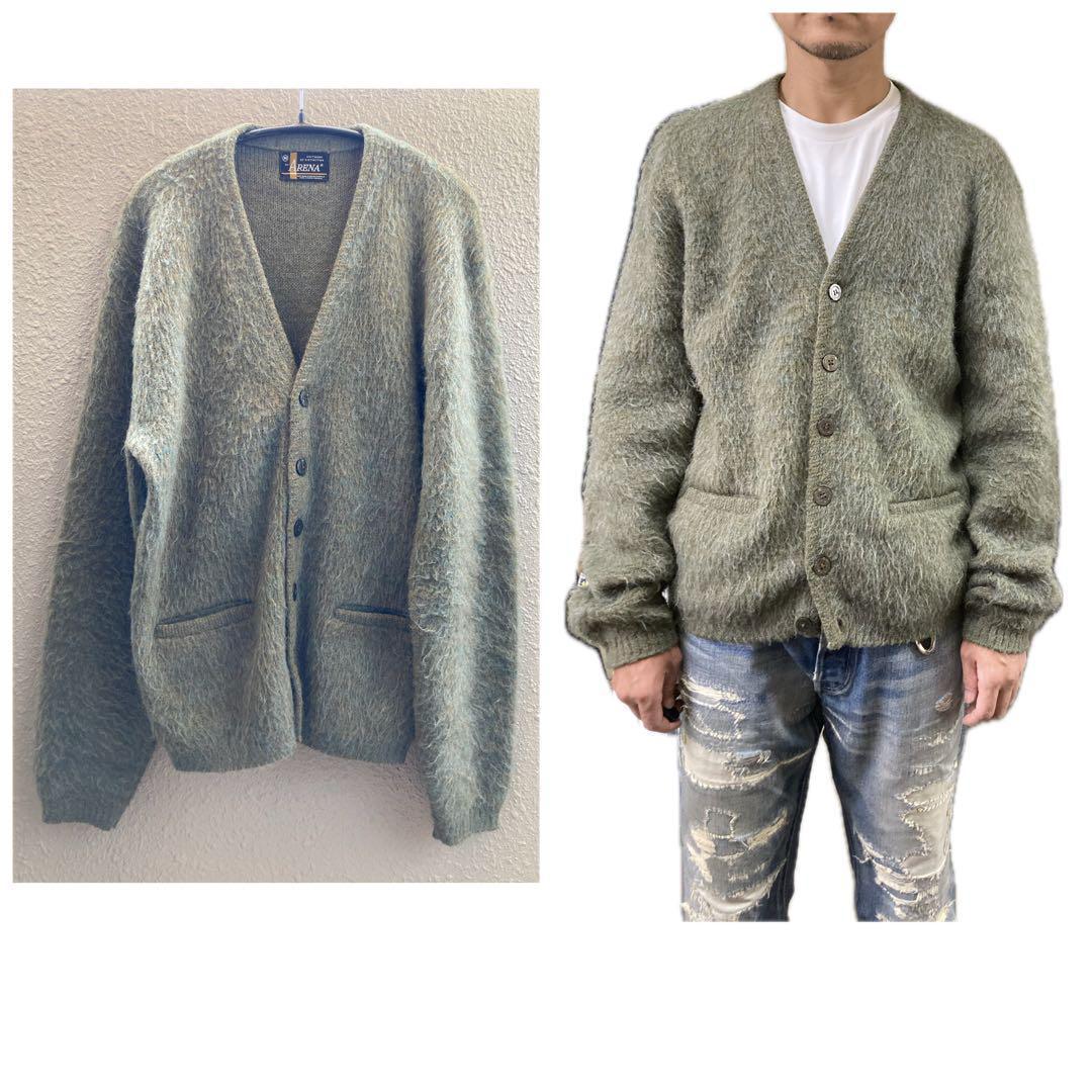 毛足長！モスグリーン！】60s ARENA ヴィンテージモヘアカーディガン
