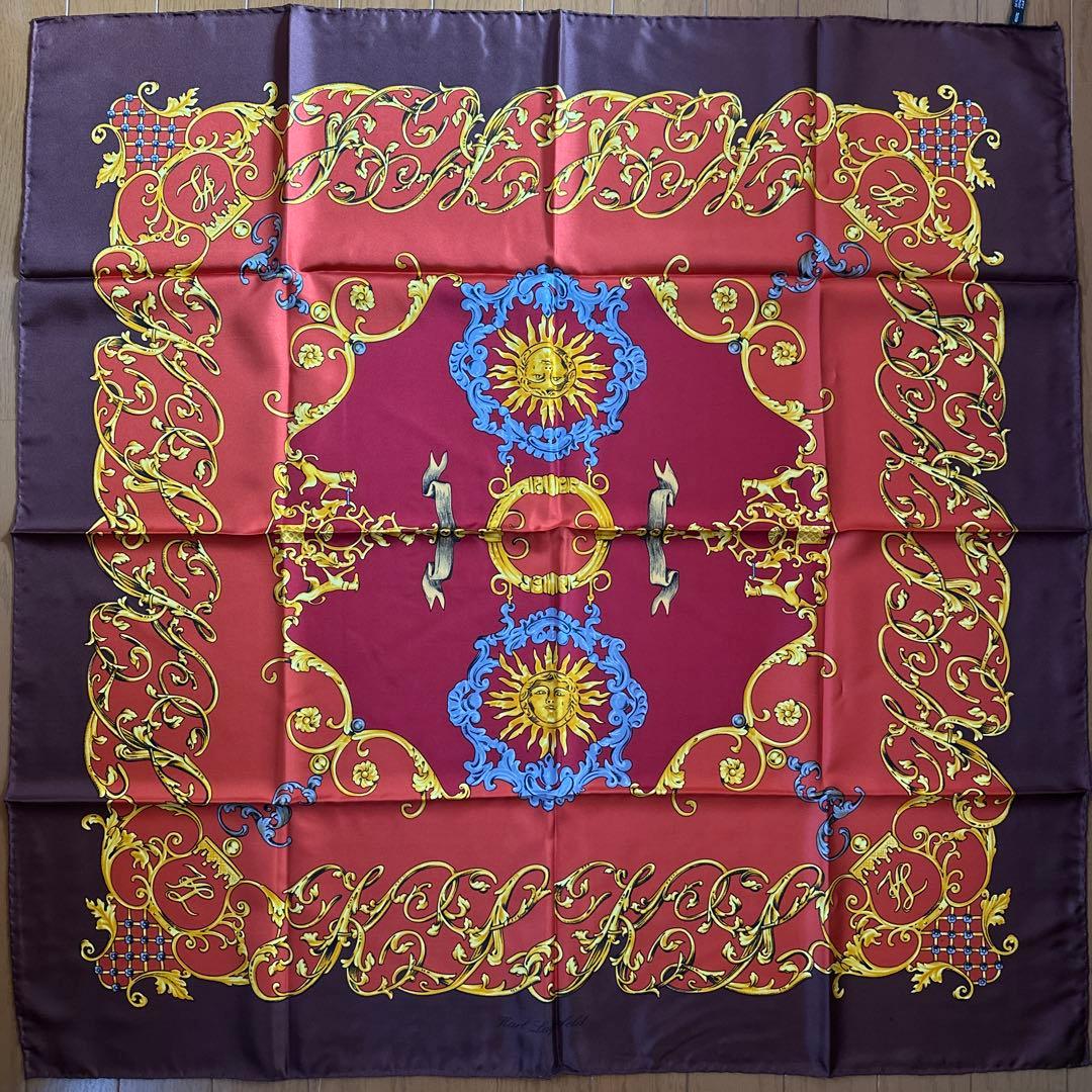 カールラガーフェルド シルク 100% 大判 スカーフ 極美品 未使用