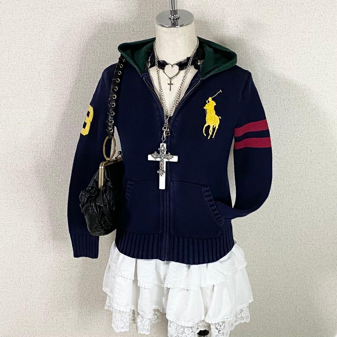 ラルフローレン ニット ジップパーカー ビッグポニー y2k 平成ギャル