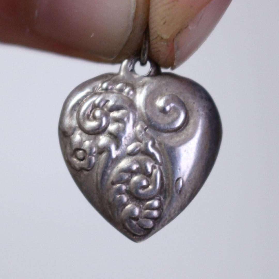 40s スウィートハートジュエリー WW2 シルバー 古着 勿忘草 渦巻 波