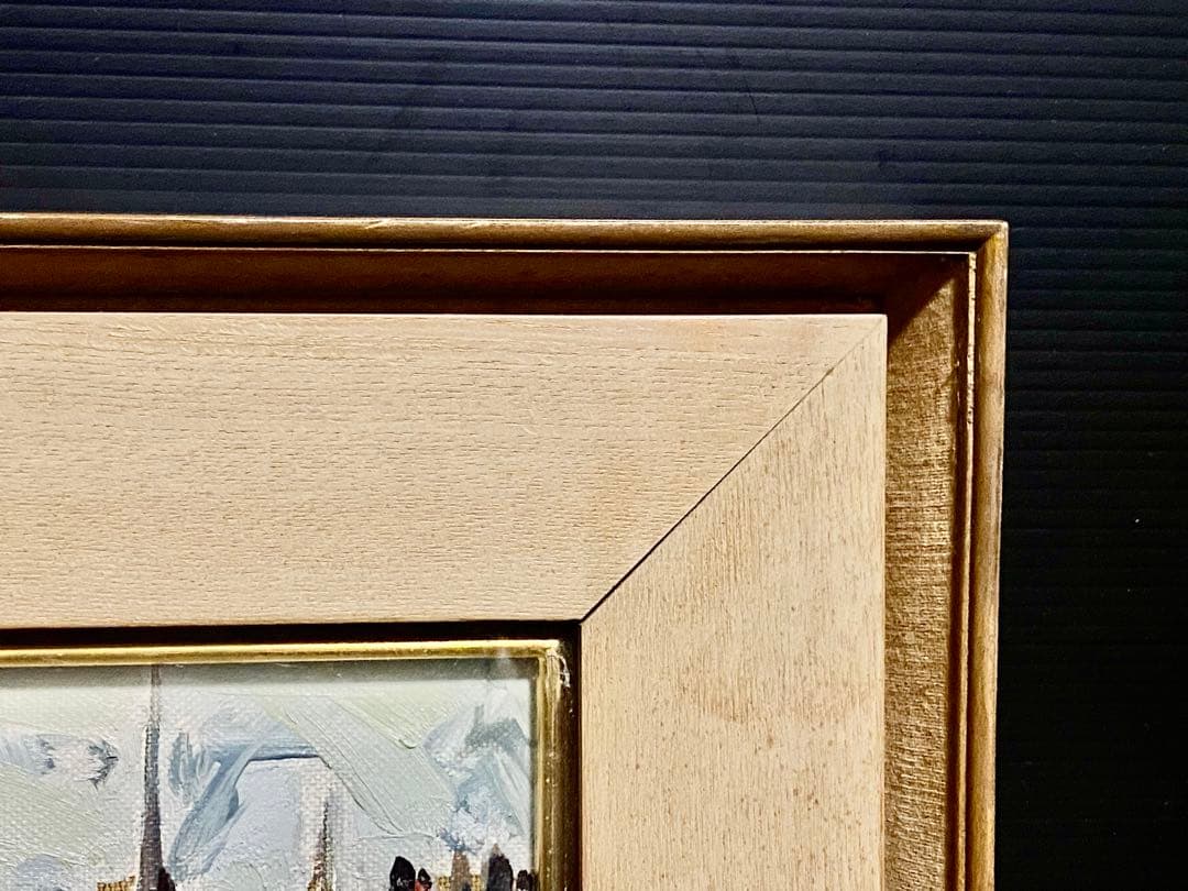 真作保証 岡崎勇次 「オンフルルの漁港」 肉筆油彩4号 フランス オンフルール