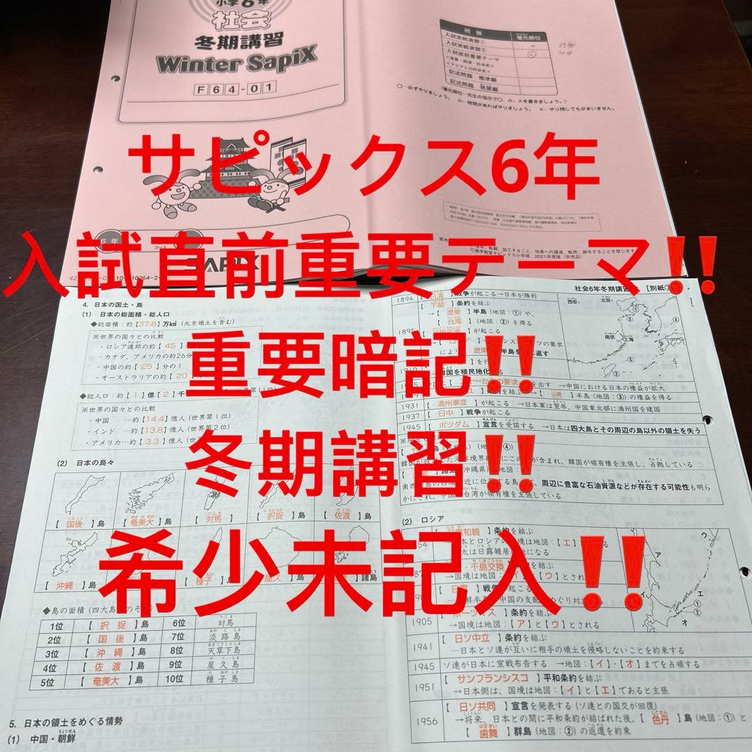 ㉑-6 SAPIX 6年 冬期講習 ウィンターサピックス テキスト - メルカリ