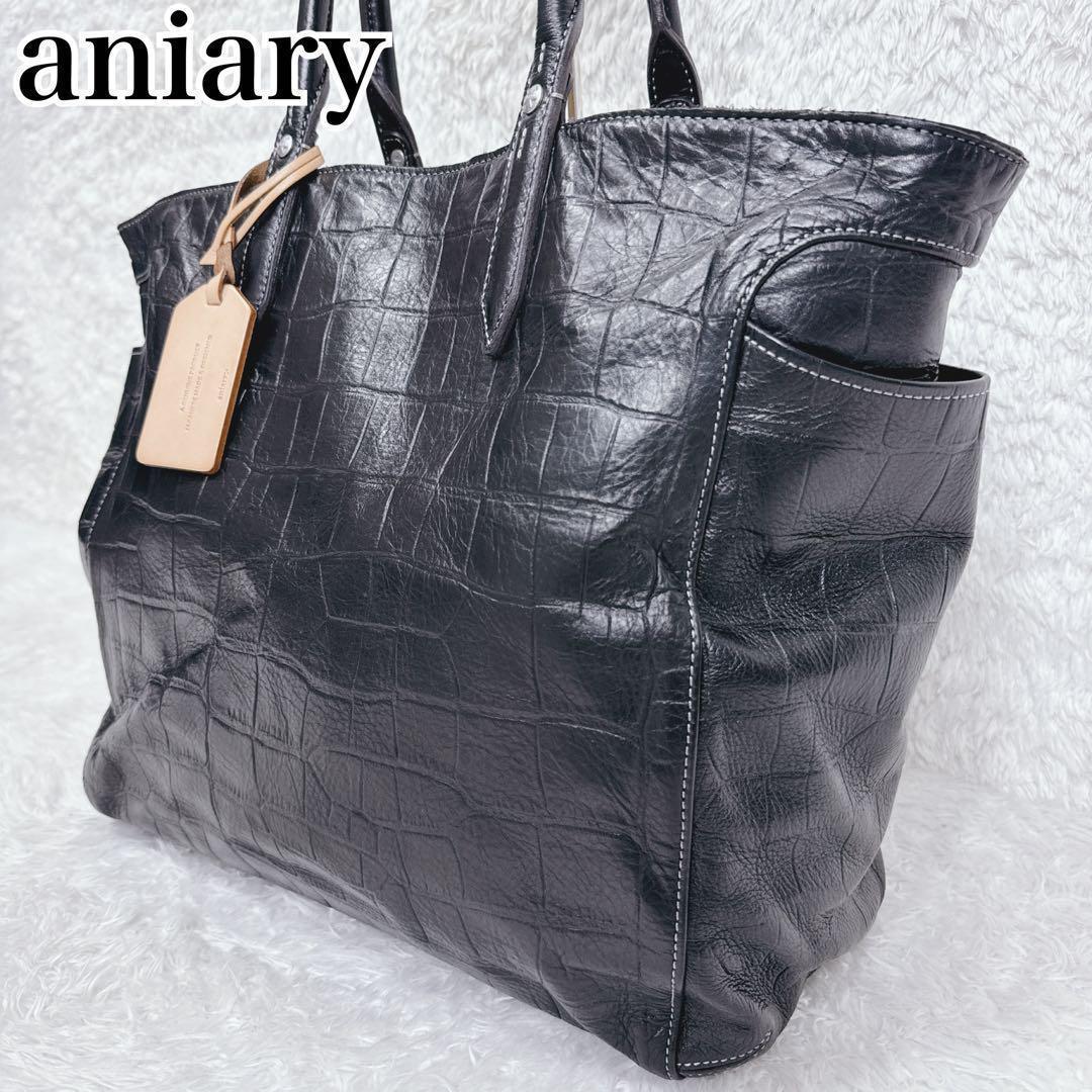 【希少】aniary アニアリ クロコ 型押し レザー トートバッグ ブラック aniary アニアリ クロコ型押しトートバッグのおすすめ人気商品一覧
