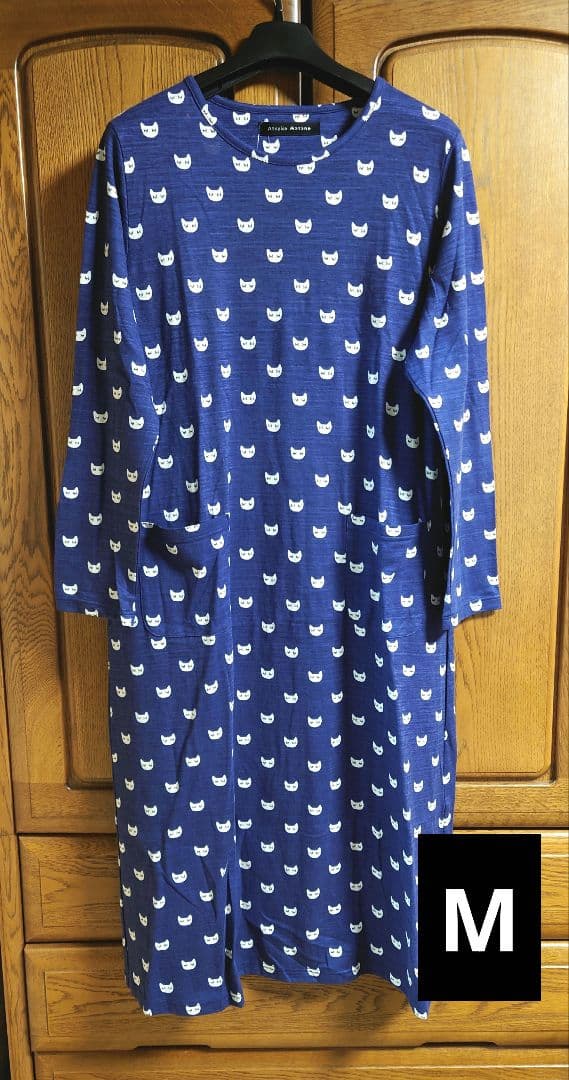 新品タグ付き マタノアツコ ワコール ルームウェア ワンピ パジャマ ブルー 猫 ワコール マタノアツコ ワンピース ルームウェア パジャマ マルチ