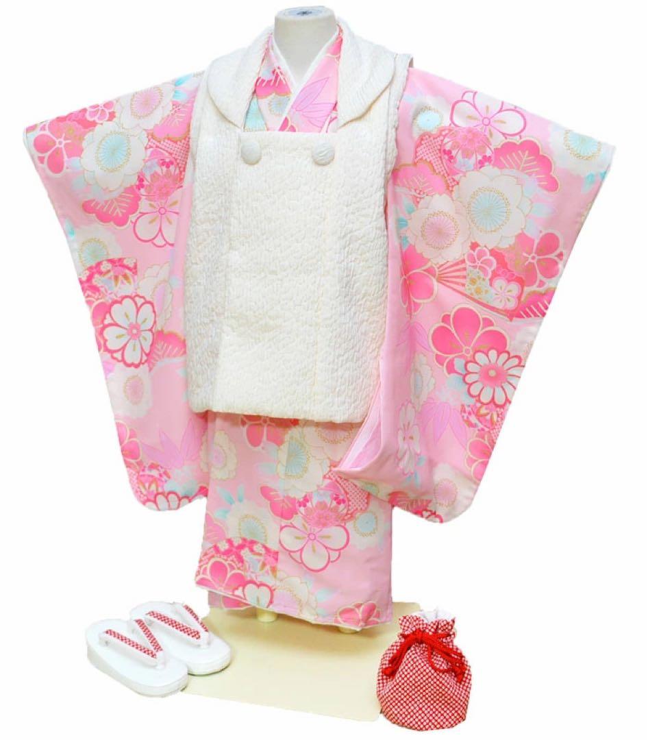 1点限り七五三 着物 3歳 女の子 被布セット 日本製 アイボリー/ピンク 楽天市場】七五三 753 着物 3歳 女の子 被布セット 式部浪漫 ブランド