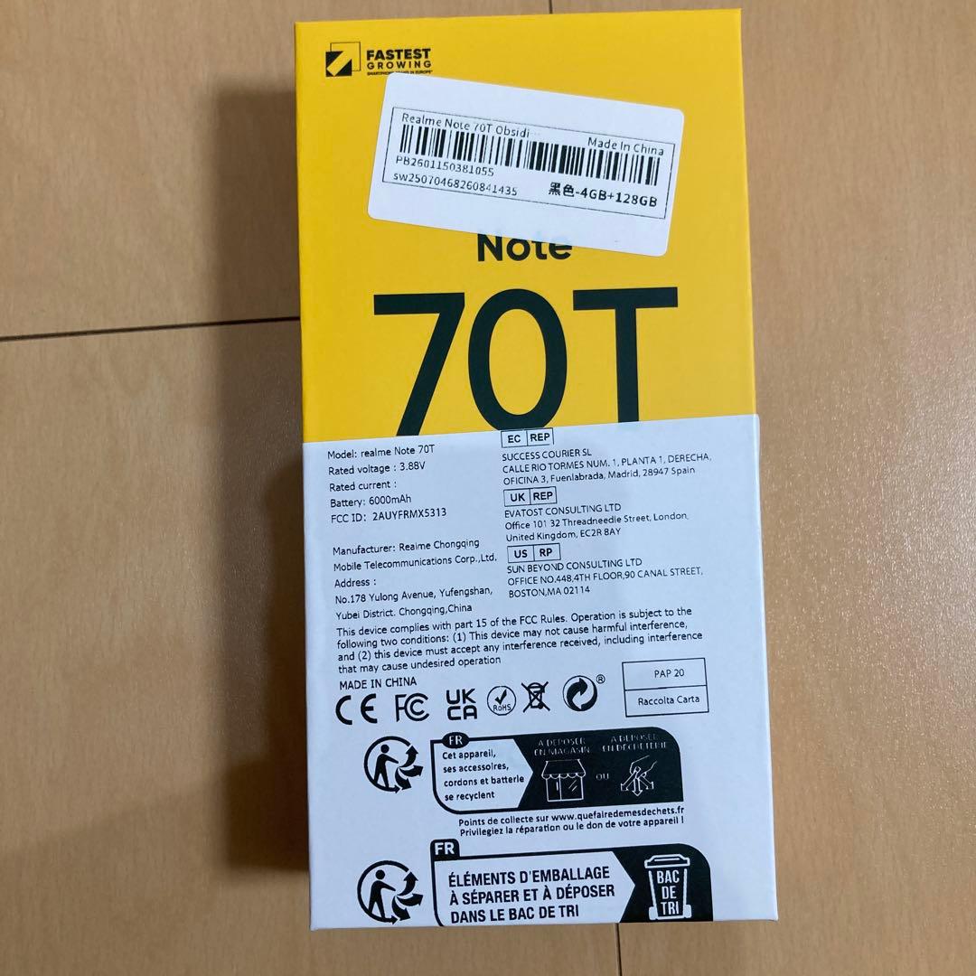 Realme note 70T 128GB ブラック ① Amazon | realme Note 70T 4Gスマートフォン 4+128GB、SIM フリー