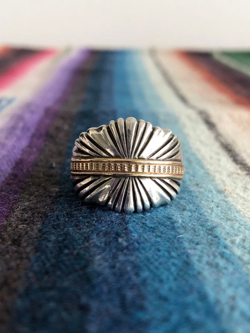 ナバホ 巨匠 トーマスカーティス サンバースト 14K×シルバーリング 銀