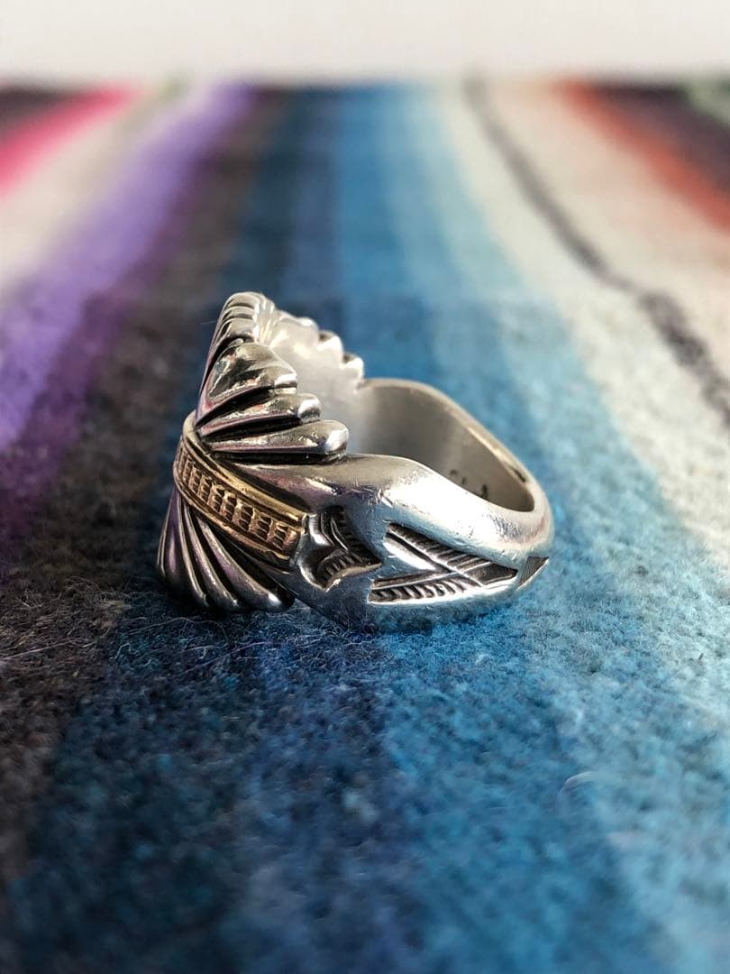 ナバホ 巨匠 トーマスカーティス サンバースト 14K×シルバーリング 銀