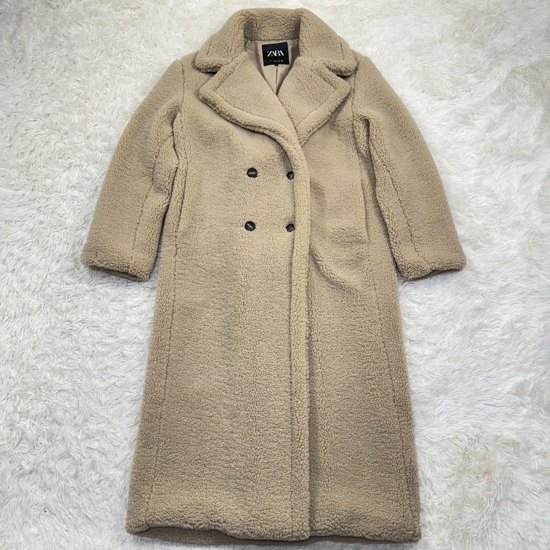極美品✨ ZARA テディベアコート エクストラ ベージュ ボアコート マキシ丈 美品】ZARA エクストラ ロングフェイクボアコート テディベアコート M