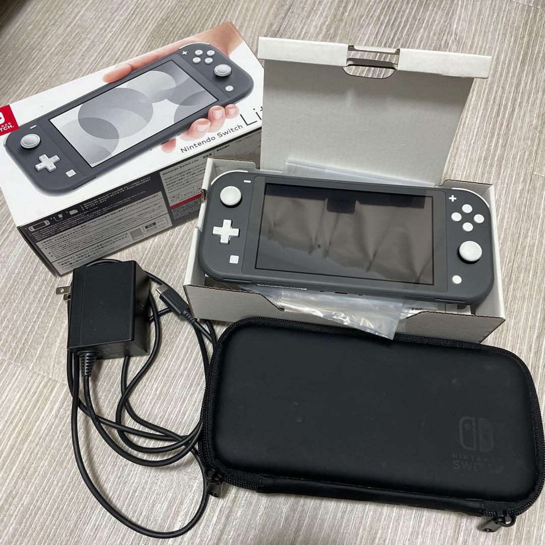 Nintendo Switch Lite グレー　本体＋箱＋収納ケース＋充電器 Nintendo Switch Lite グレー 充電器付き ケース付き - メルカリ