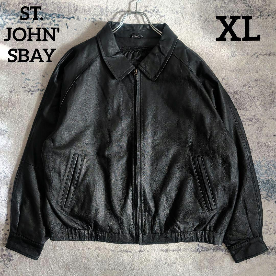 セントジョンズベイ レザージャケット ライナー付き 豚革 ブラック XL