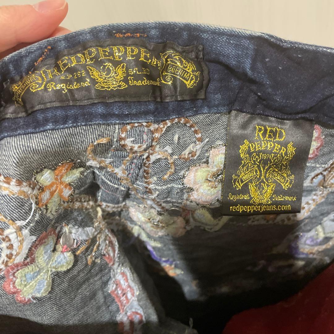 激レア red pepper 豪華刺繍 ブーツカット デニム 25 - メルカリ