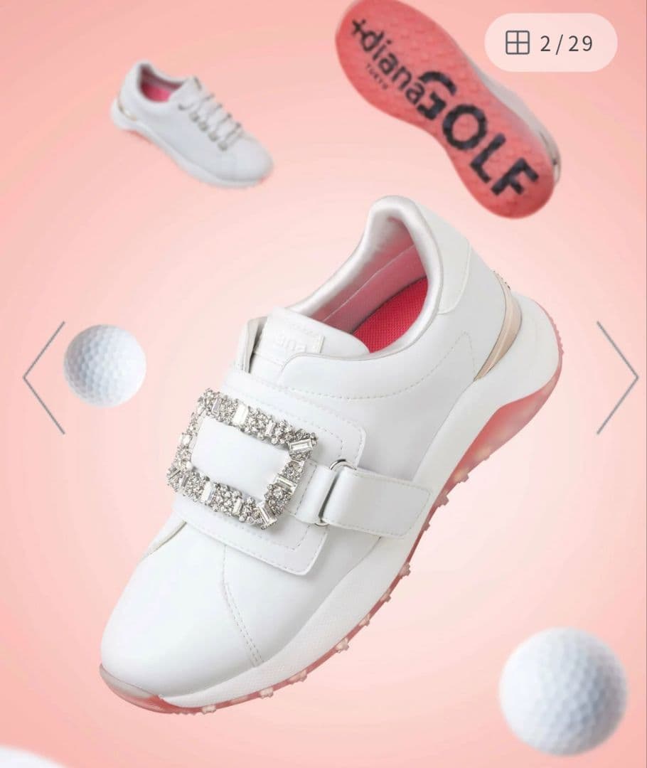 dianaGOLF ゴルフシューズ レディース ホワイト　24cm プラスダイアナ ＋diana 【+dianaGOLF】バックル付きゴルフシューズ