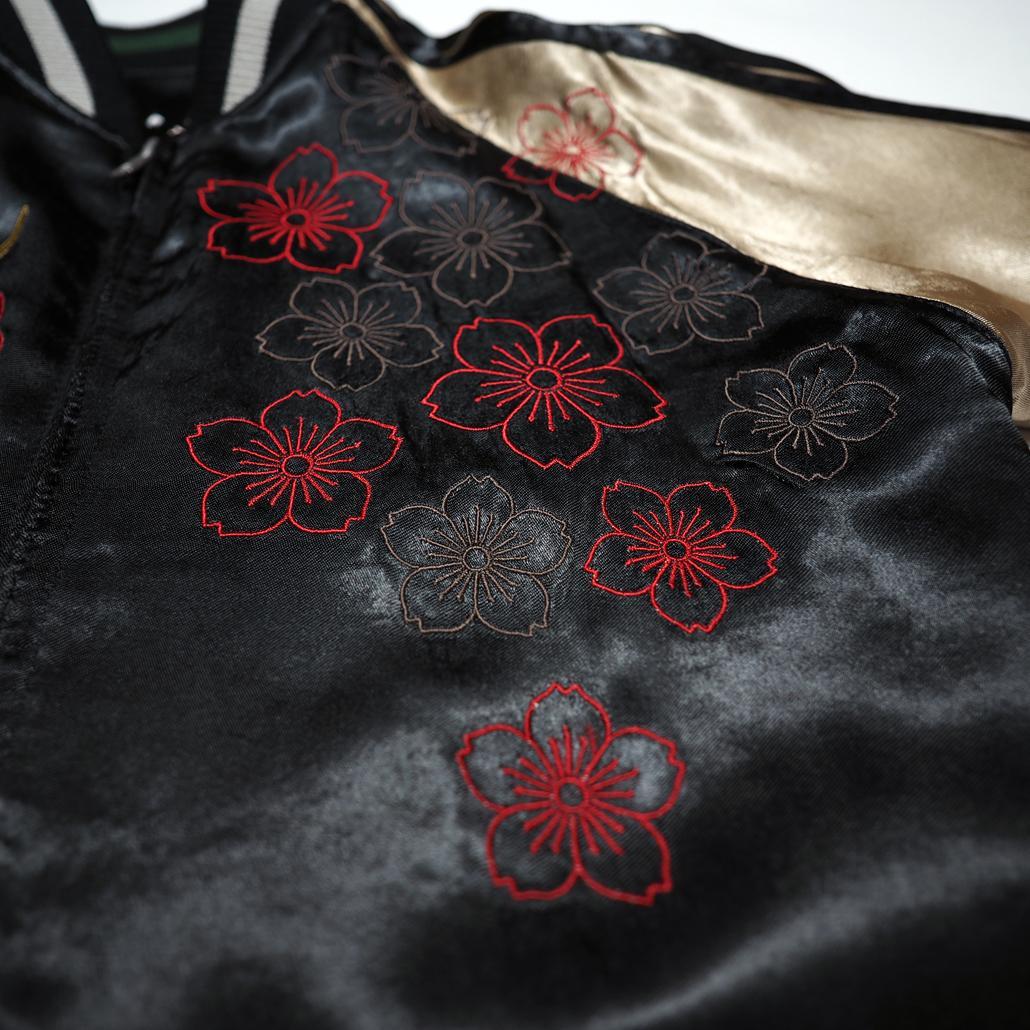 美品】satori さとり 般若 髑髏 花魁柄 桜 刺繍リバーシブルスカジャン