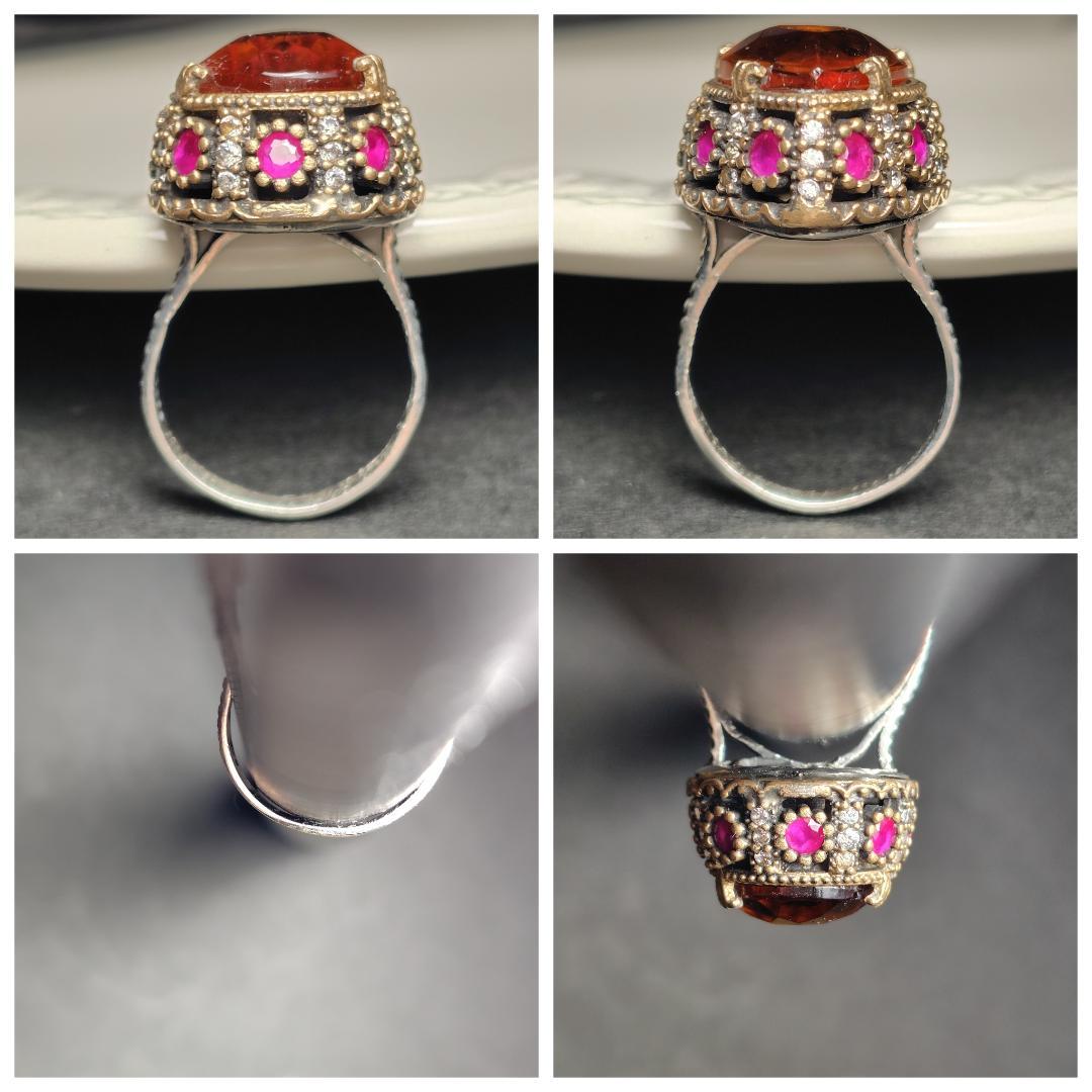 ヴィンテージリング SILVER トパーズ ルビー メレダイヤ