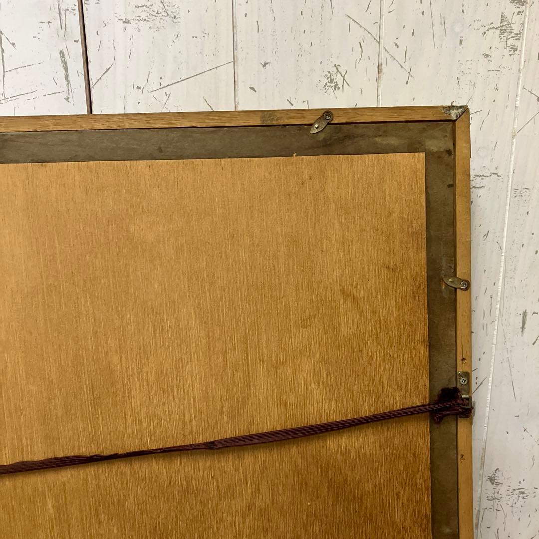 昭和レトロ 商店街街並み 風景画 油絵 油彩画 絵画 額装 木製 額縁 繁華街