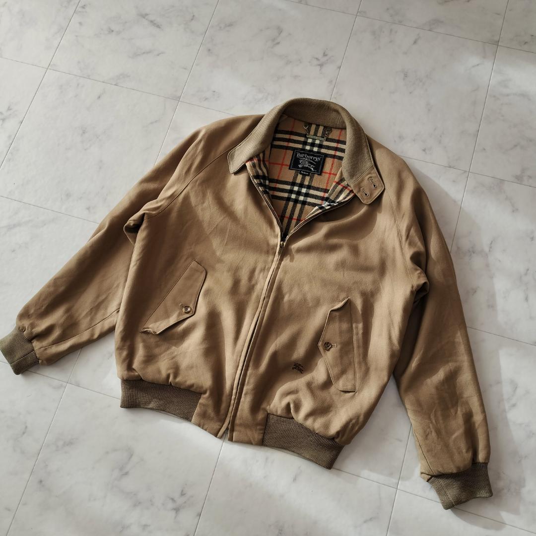 希少 90s バーバリー ラムウールハリントンジャケット M G9 ベージュ