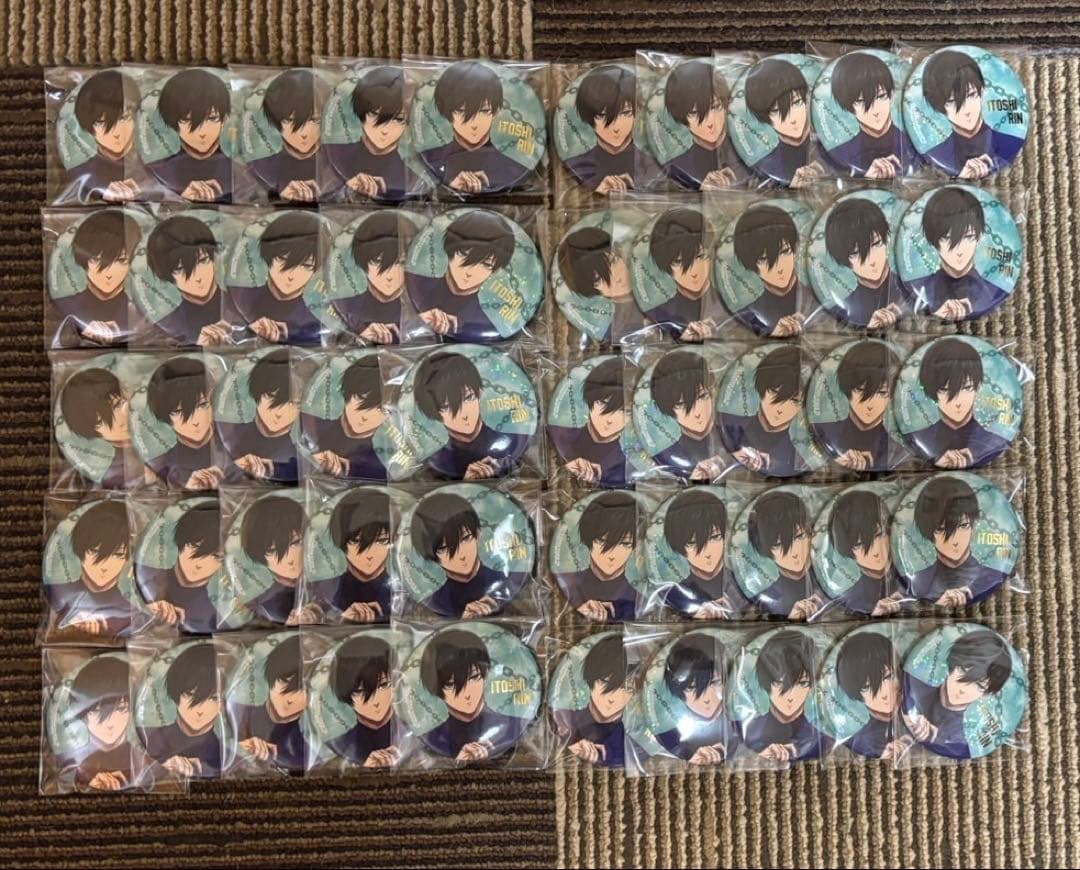 ブルーロック展 箔押し缶バッジ 糸師凛50個セット ブルーロック 缶バッジセット～糸師 凛がいっぱいセレクション