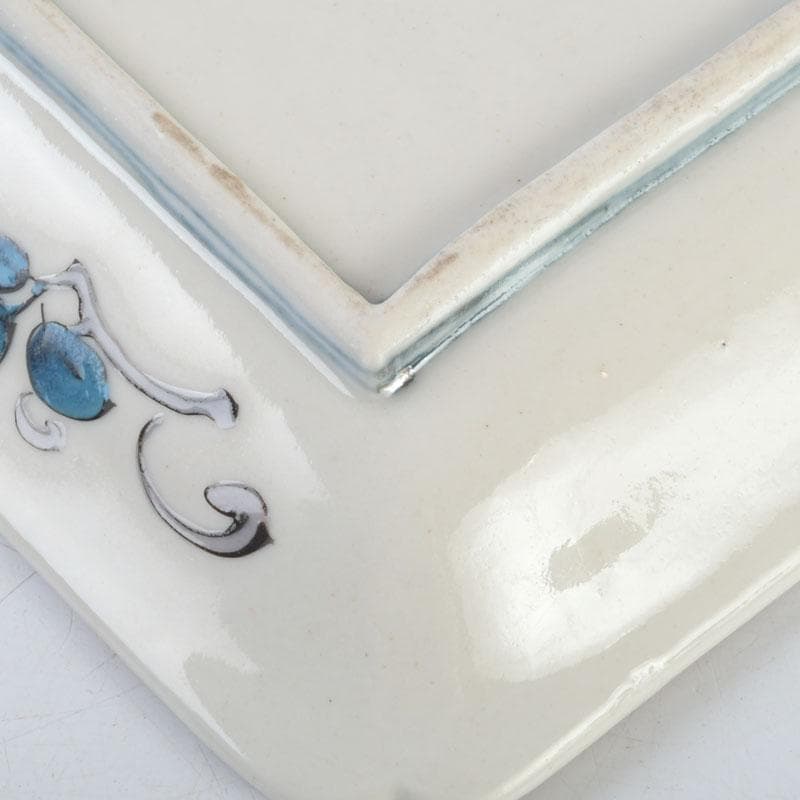 九谷焼 古九谷 角福銘 色絵花草文 四方皿 時代箱 C 9248