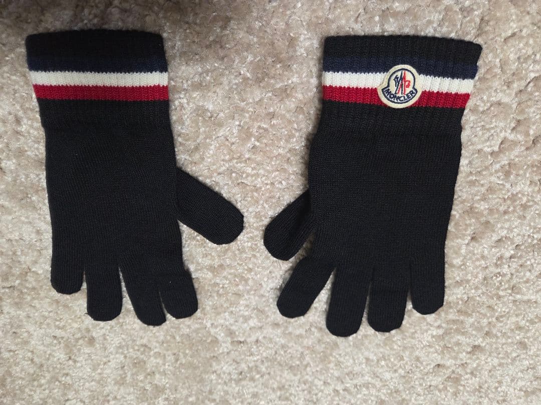 Moncler ストライプ手袋 黒L 3a00009_04.jpg