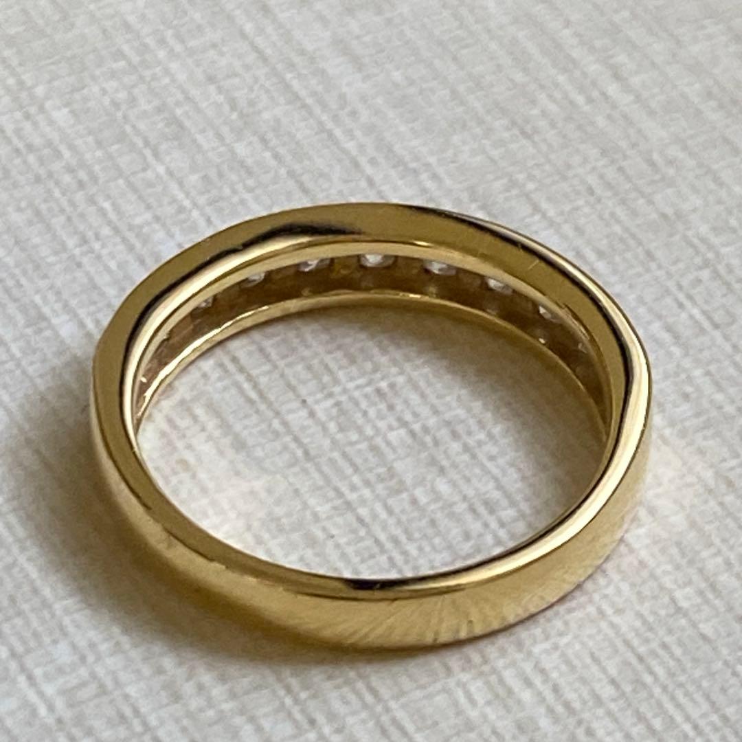 K18YG ハーフエタニティリング 0.5ct 10号 最大幅3.5mmフチあり